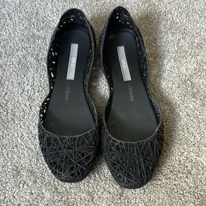 Melissa Black Glitter Textured Flats